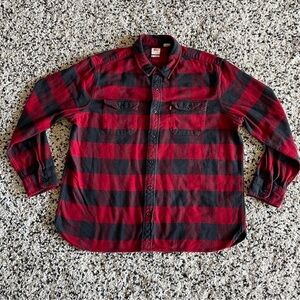 Levi’s Buffalo Plaid Flannel Shirt Long Sleeve Button Up Double Pocket Men’s XXL